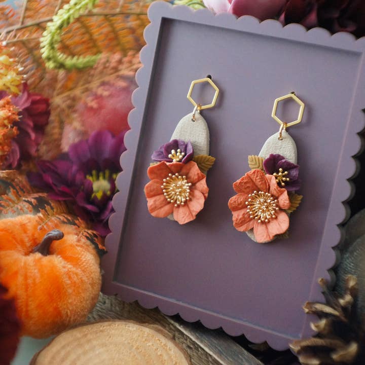 Floral Earrings - Cream for wholesale by Colourful Blossom