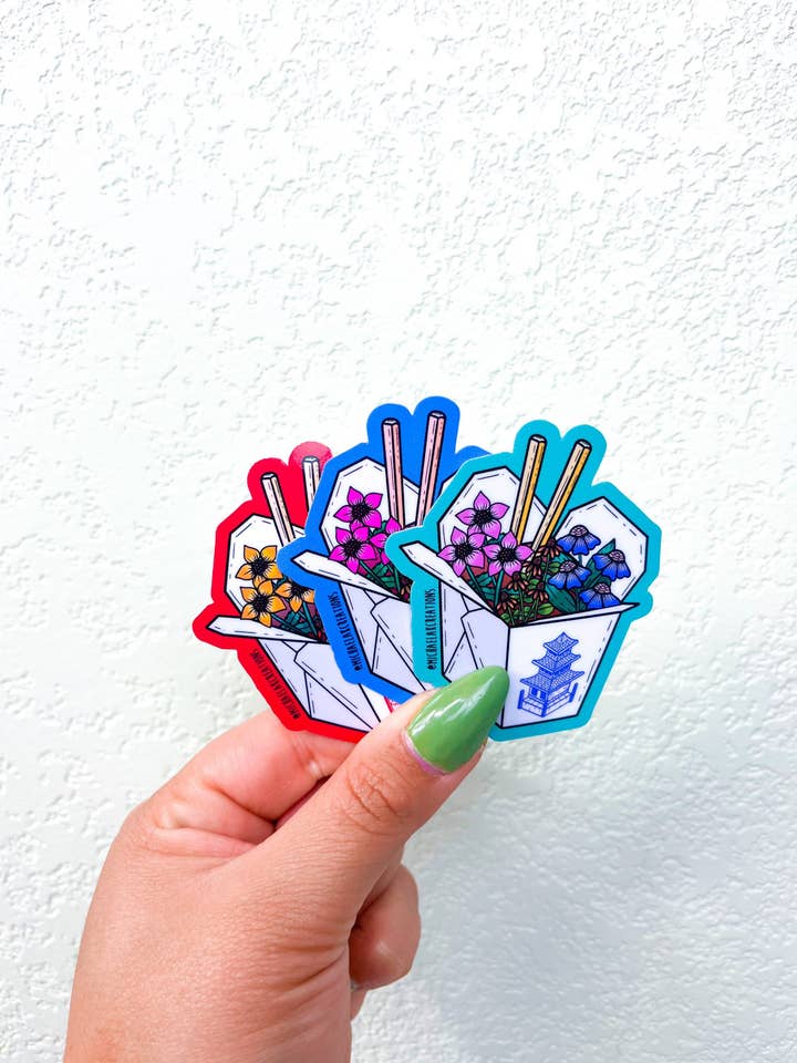 Chinese Food box Sticker |Food Sticker|Noodle Sticker |hydro for wholesale by Michaela K Creations