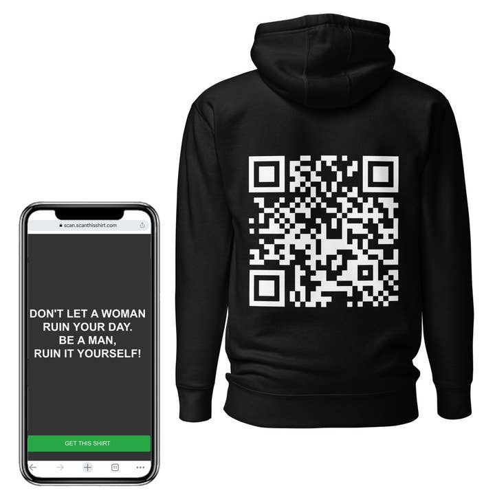 Sudadera QR No Dejes Que Una Mujer Arruine Tu Día para venta al por mayor de Scan This Shirt