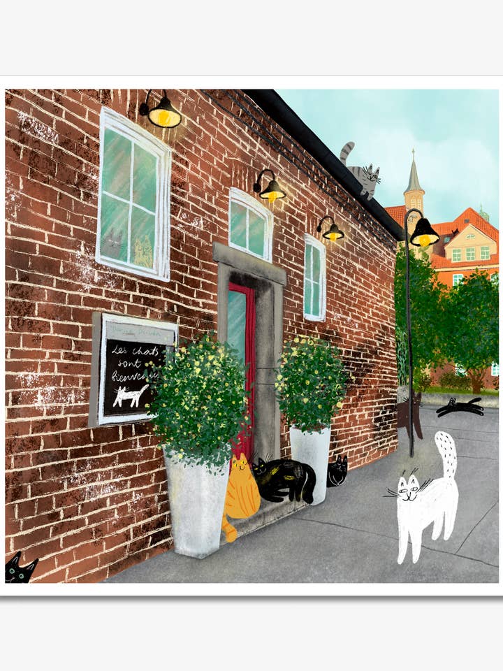 Lámina de arte sin marco: Gatos en restaurante en Alemania para venta al por mayor de Dariia Dziuba