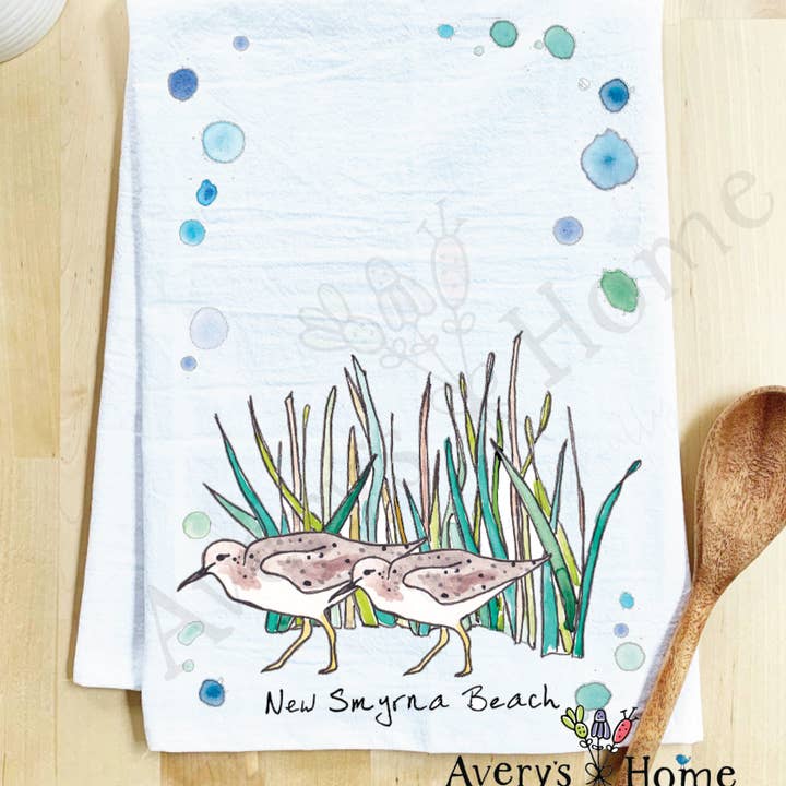 Avery's Home - Wholesale Tea Towel - Sandpipers with Beach Grass Bird Customizable Tea Towel9