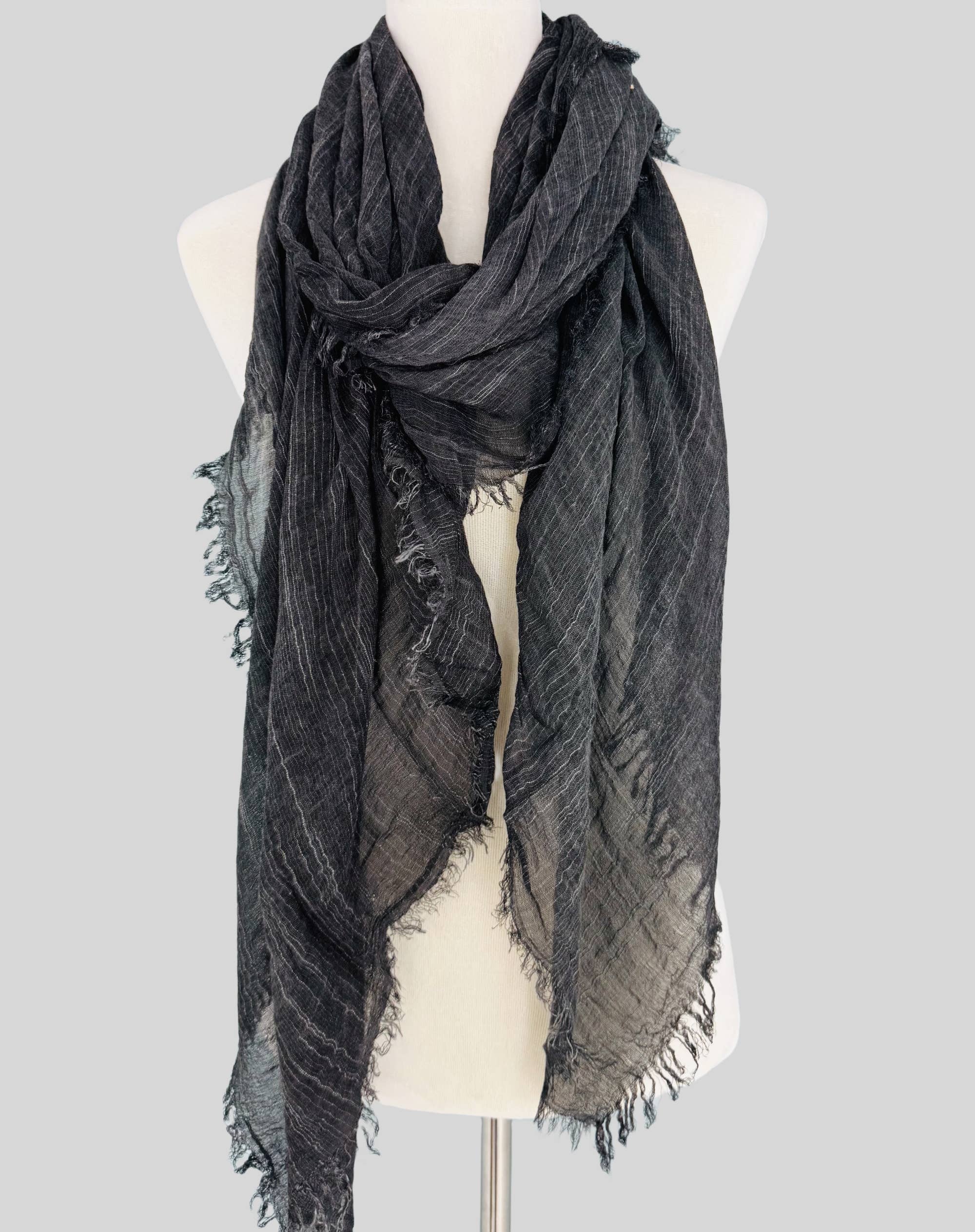 JC Sunny Fashion - Vente Écharpe – femme - Écharpe surdimensionnée en couleur unie délavée à la pierre avec bords bruts JC02103713