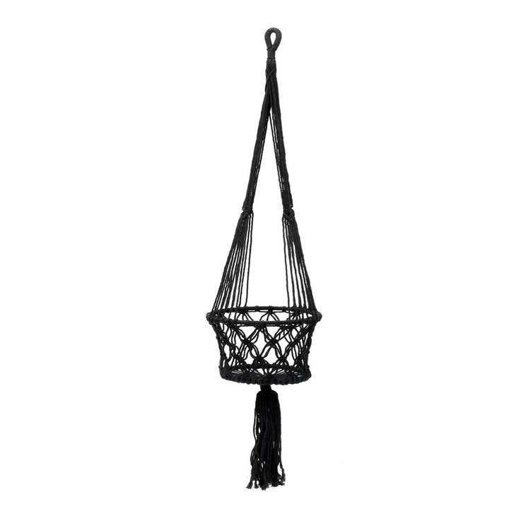 The Macrame Plant Holder - Black - L for wholesale by Bazar Bizar Living