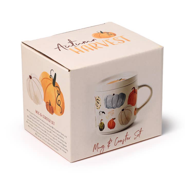 Puckator Ltd – wholesale Coffee mug – Autumn Harvest Porcelain Mug & Coaster Lid Set