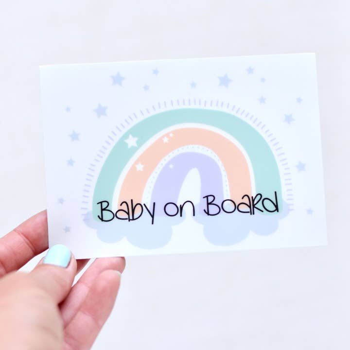 Auto-sticker Baby on Board Rainbow voor wholesale door Michelle Renee Co.