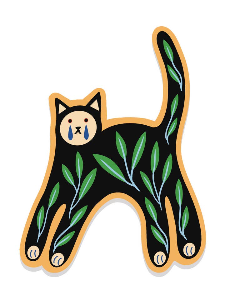 Huilende Kat Vinylsticker voor wholesale door Christine Witmore