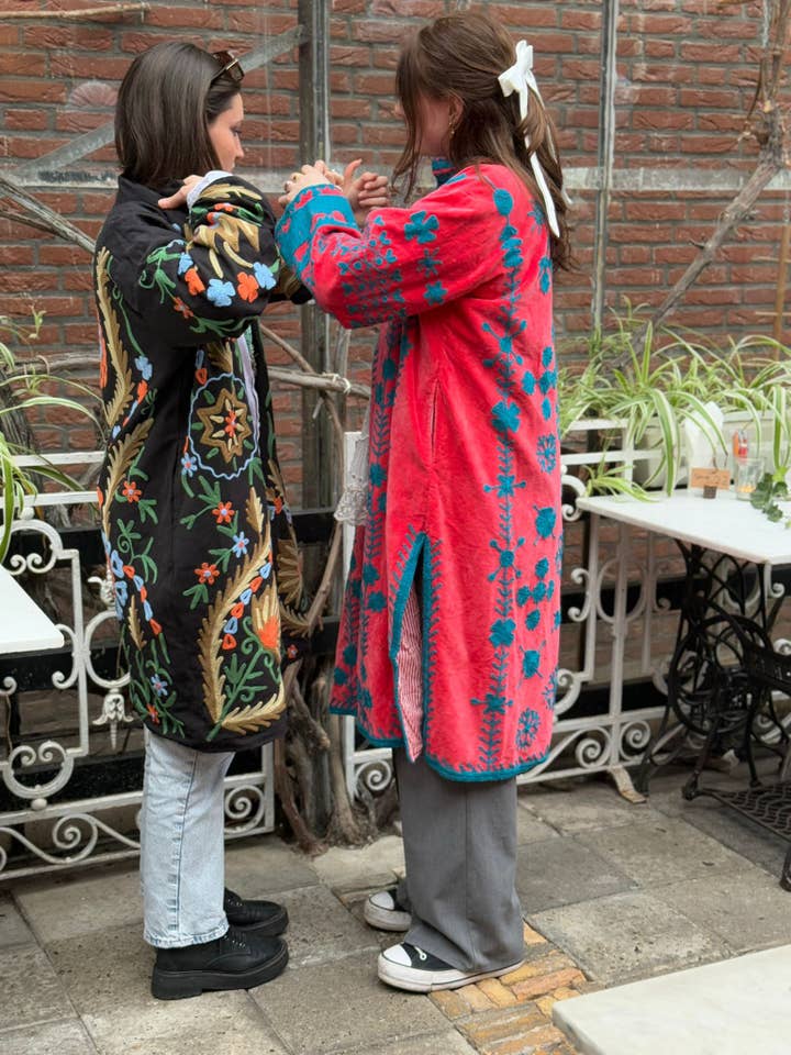 ToutVintage – wholesale Kimono - Dam – Lång sammet broderi kappa