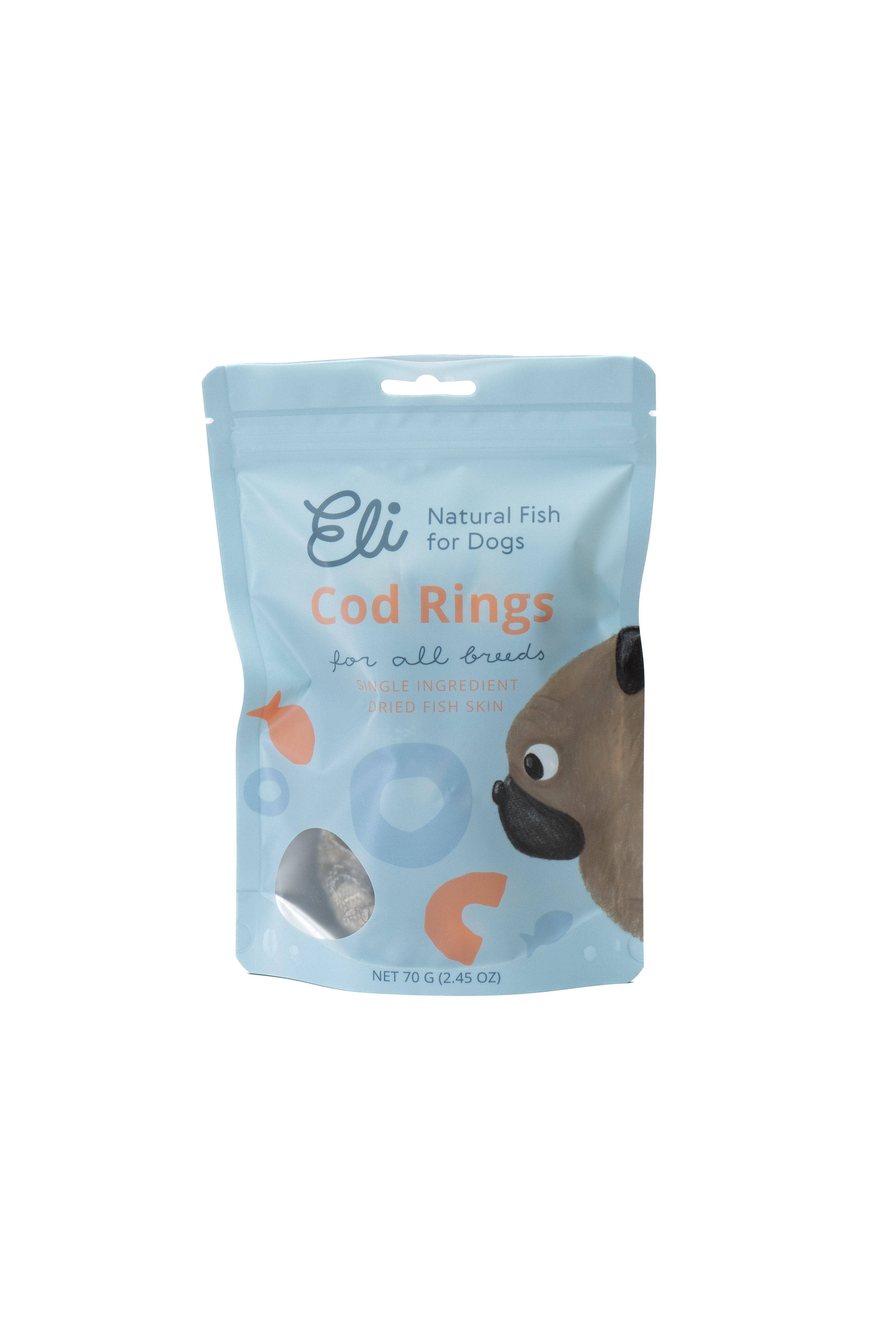 Eli Pet Products – Großhandel Leckerlis – Hund – Getrocknete Kabeljauhaut-Ringe 100 % natürliche Hundesnacks 70 g2