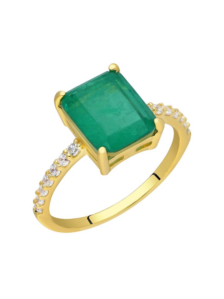 Bague anneau pavé avec émeraude pour la vente par ALEXIS DAOUD JEWELRY