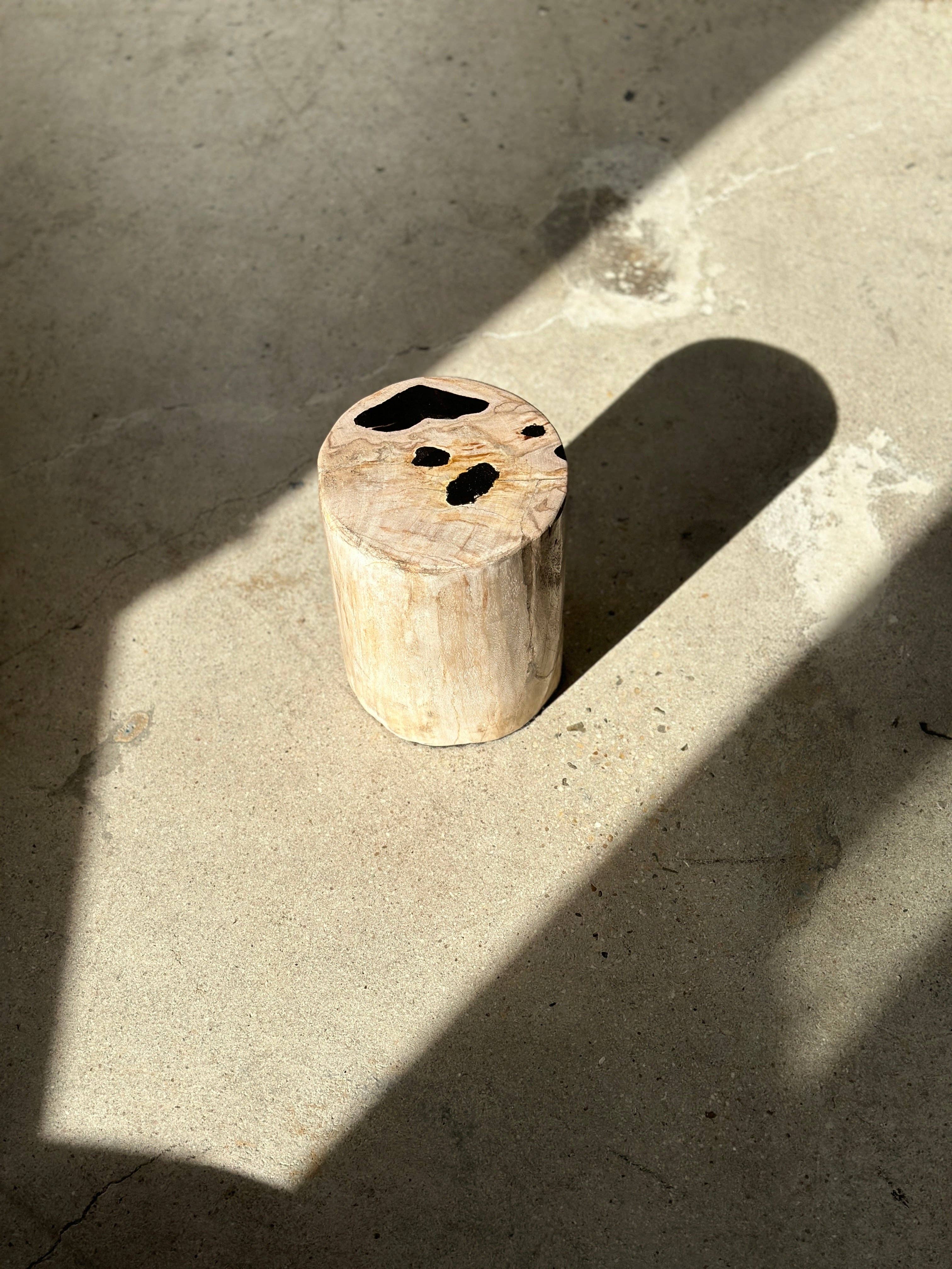 Office Objets - Wholesale Side Table - White petrified wood side table with black spots H:27.5 D:1839