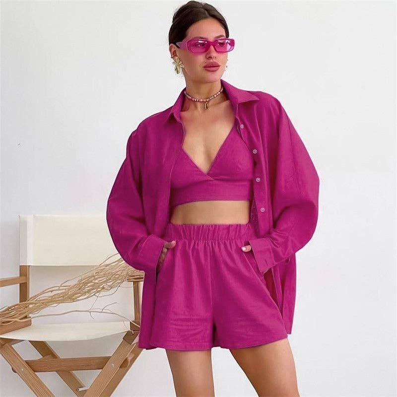 FurDecoration - Wholesale Sleepwear Set - Women's - Women's All-Cotton Pajama Set with Underwear, Shorts, and Shirt1