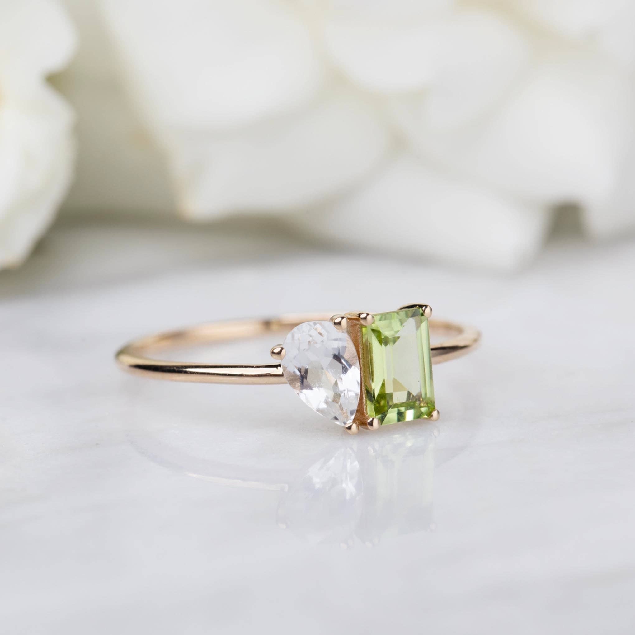La Kaiser - Wholesale Single Stone/Solitaire Ring - 9kt Peridot and Topaz Moi & Toi Ring2