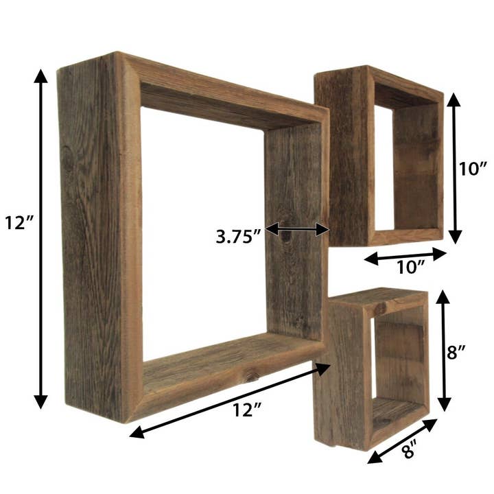 Rockin'Wood - Wholesale Wall Mounted Shelf - Reclaimed Wood Shadow Box Frames - Rustic Farmhouse