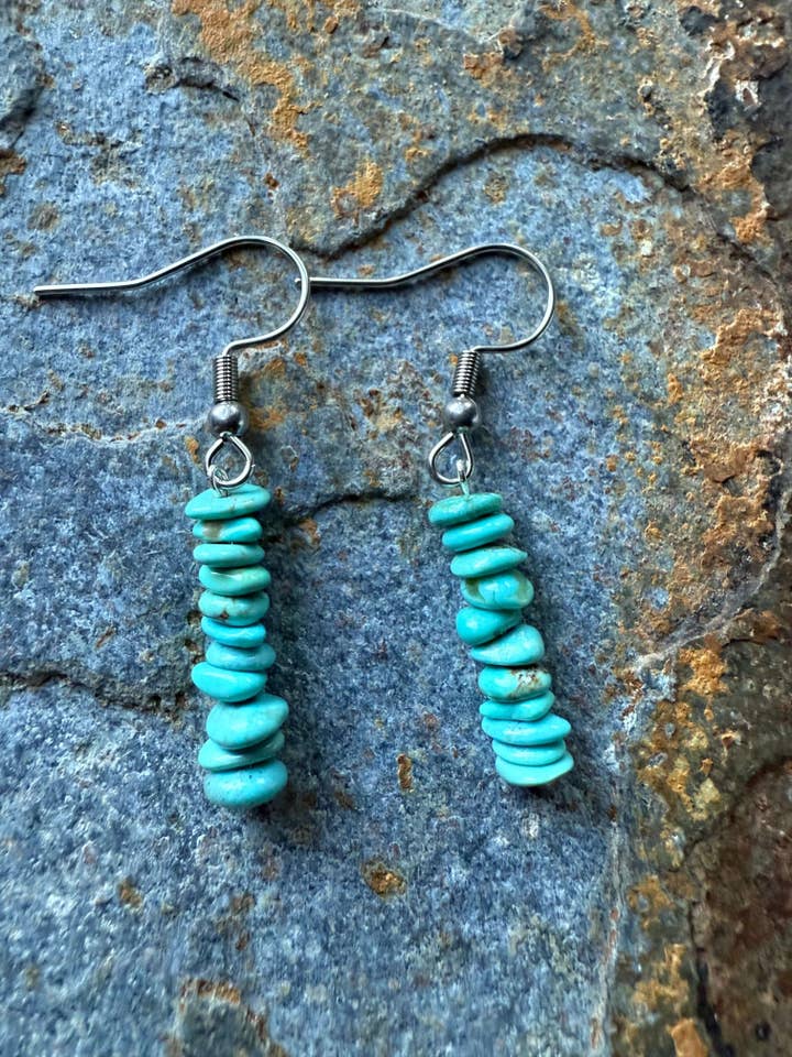 Kingman Turquoise Chip Earrings for wholesale by Wild Mountain Soul Designs
