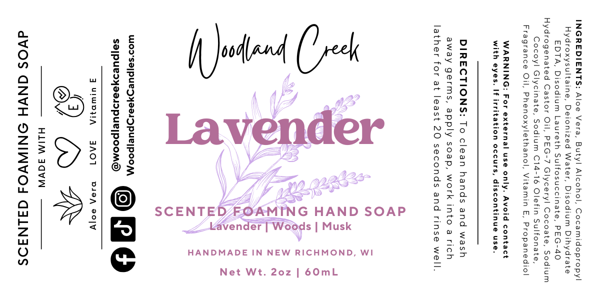 Woodland Creek Candles - Wholesale Hand Soap/Wash - Lavender Scented Foaming Hand Soap1