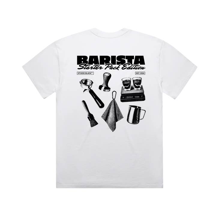 Barista Starter Pack T-Shirt | White for wholesale by Studio Black
