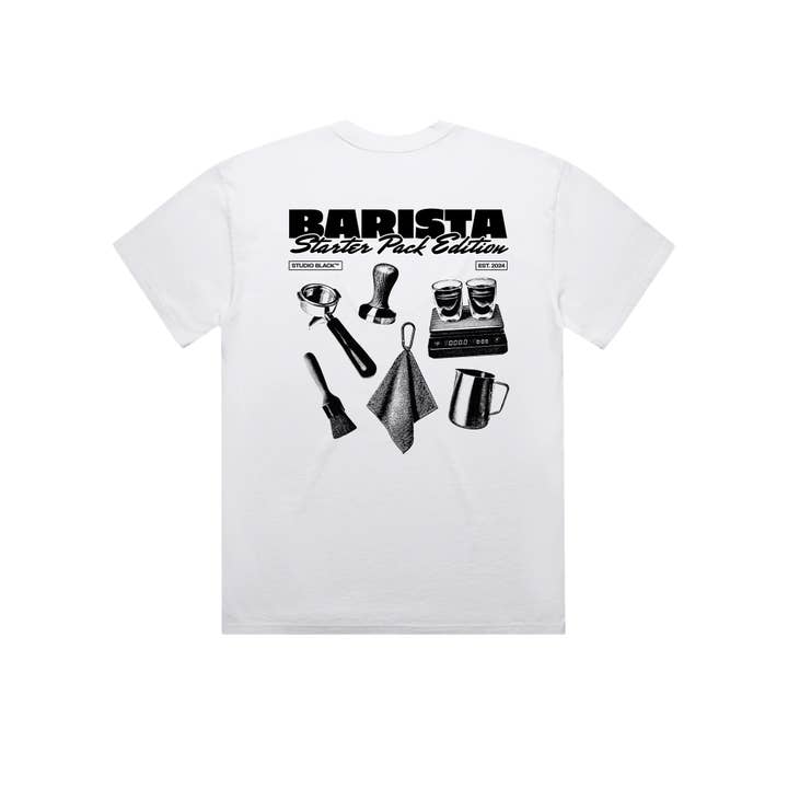 Barista Starter Pack T-Shirt | White for wholesale by Studio Black