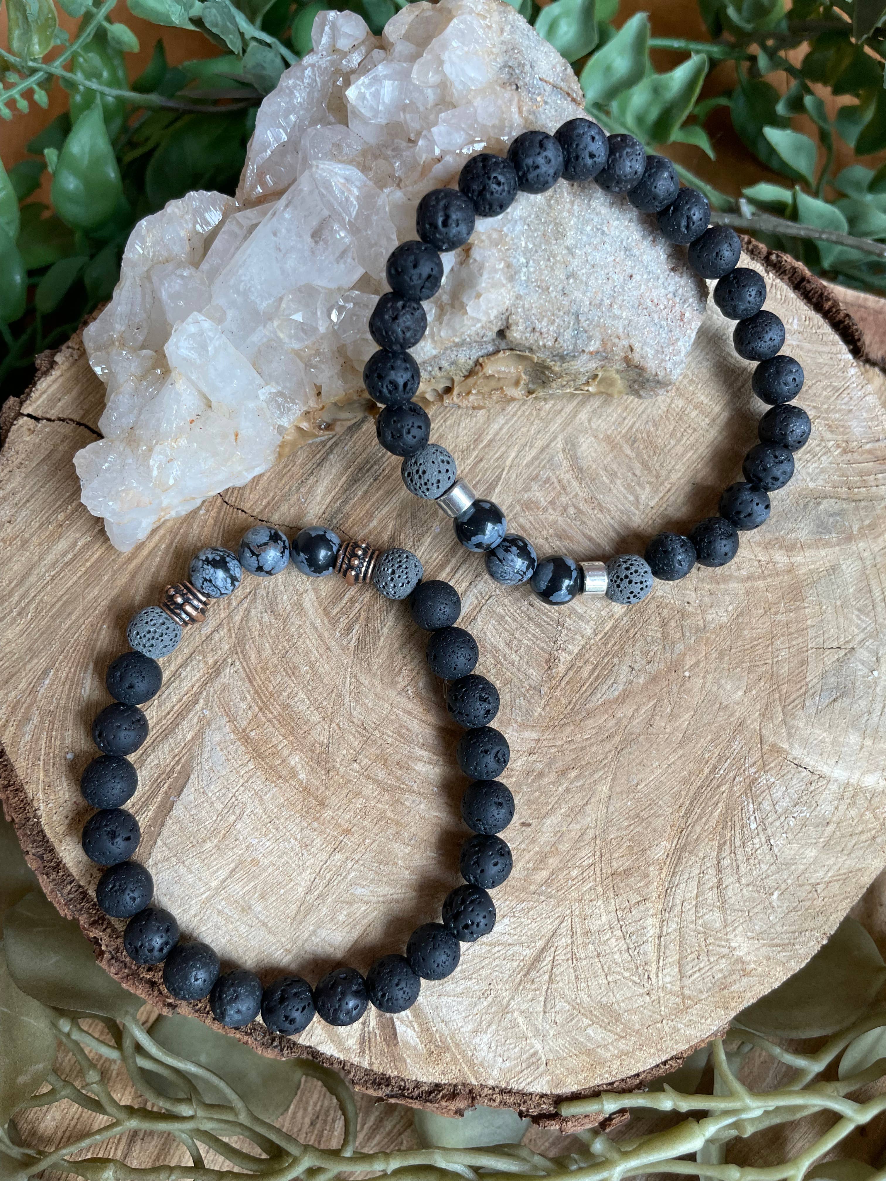 Tangled Up In Hue - Wholesale Aromatherapy Bracelet - Lava & Genuine Stone Diffuser Stretch Bracelets | Assorted8