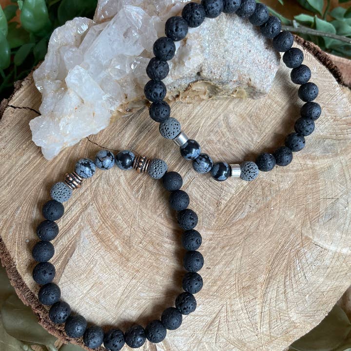 Tangled Up In Hue - Wholesale Aromatherapy Bracelet - Lava & Genuine Stone Diffuser Stretch Bracelets | Assorted8