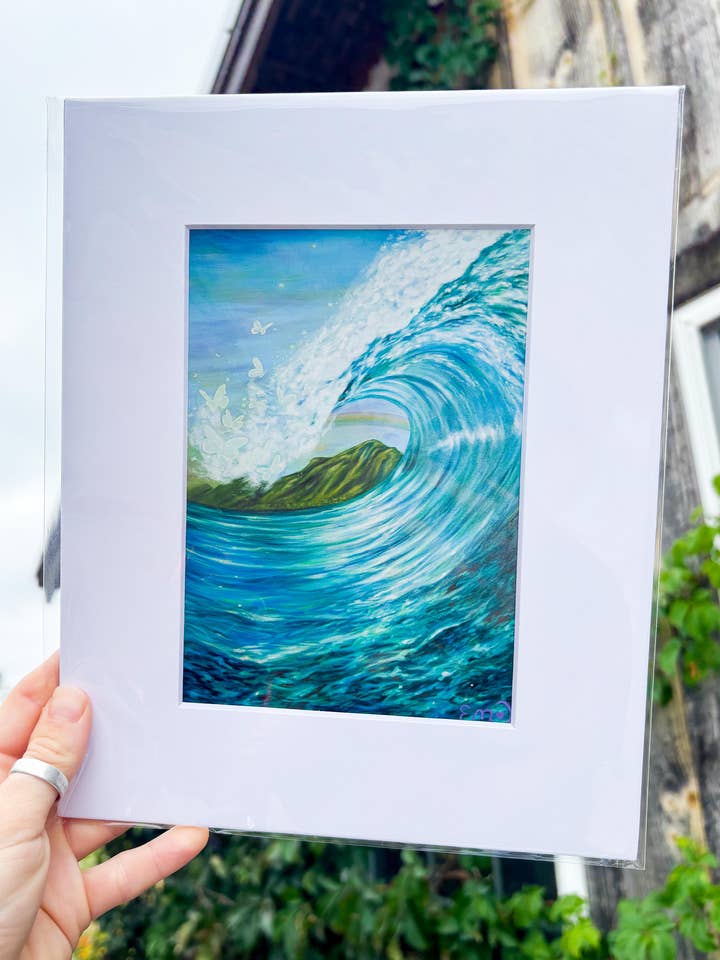 Wave Artwork Print | Butterfly Artwork Print | Ocean Art for wholesale by E. Farewell Artistics