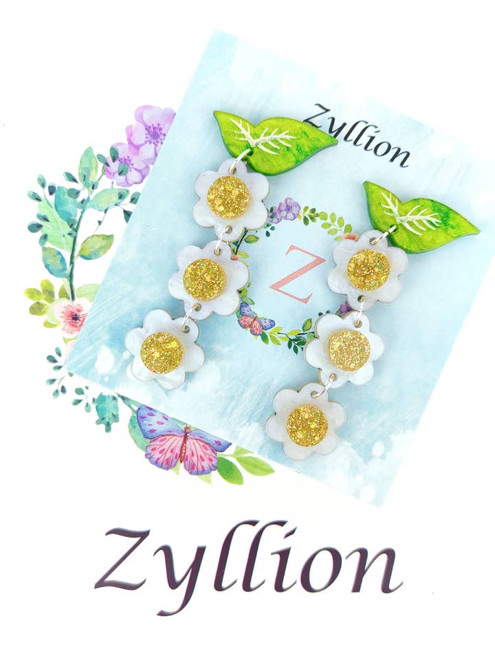 Handgefertigte Daisy Chain Ohrringe aus Sterlingsilber für den Großhandel von Zyllion