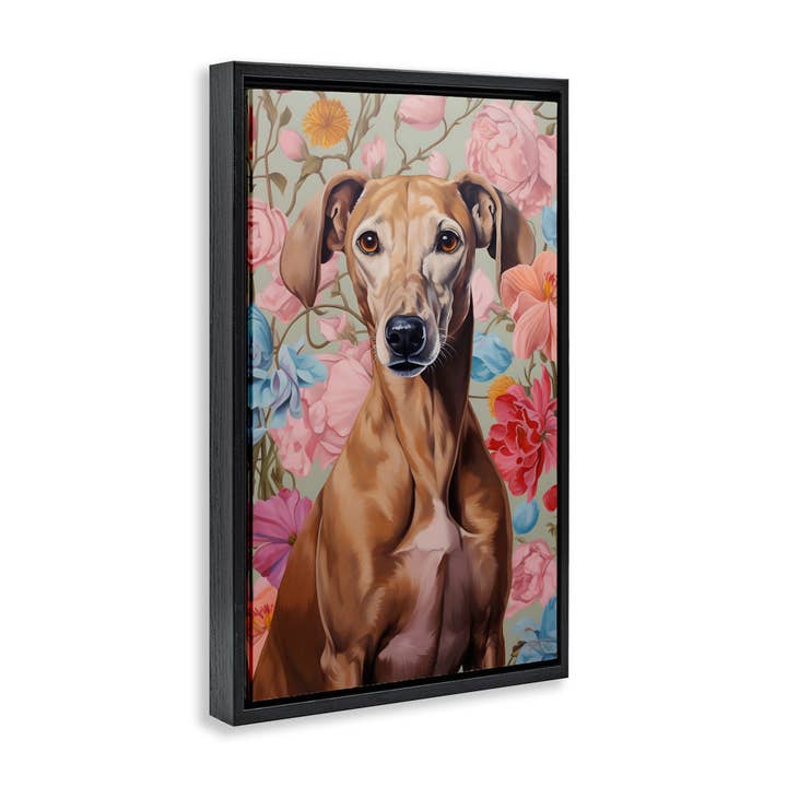 Stupell Industries - Wholesale Wall Sign - Greyhound on Florals - Framed Wall Art19