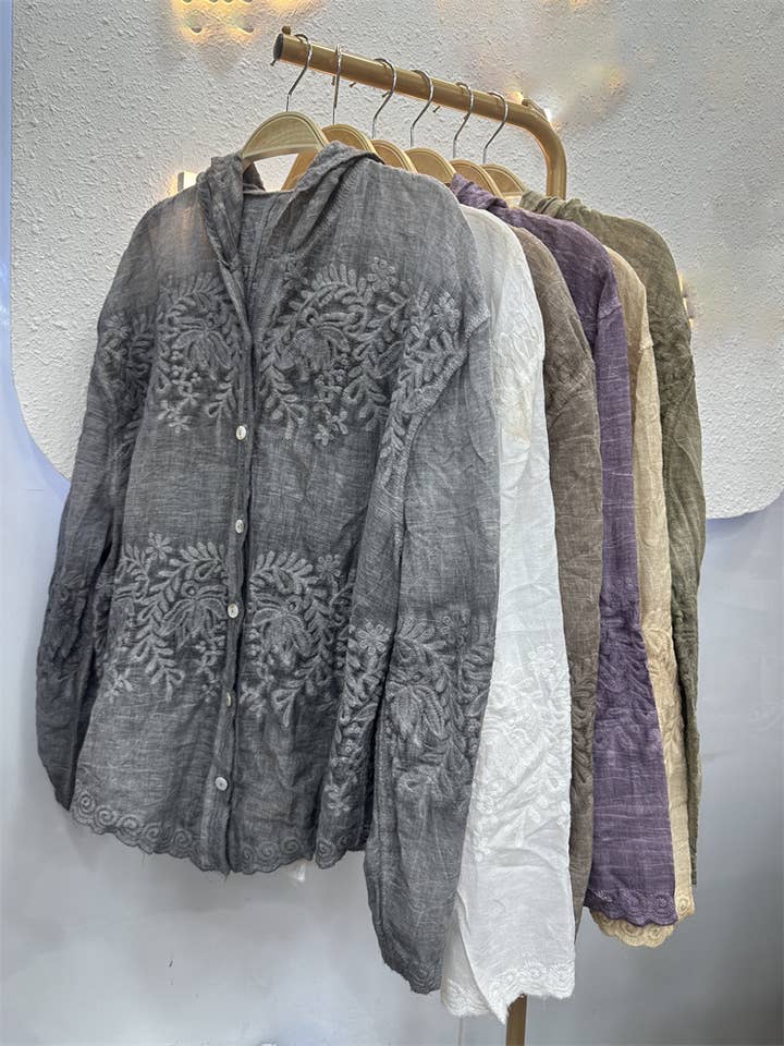 Hope & Sunshine - Wholesale Button Down Shirt - Women's - Embroidered Lace Blouse