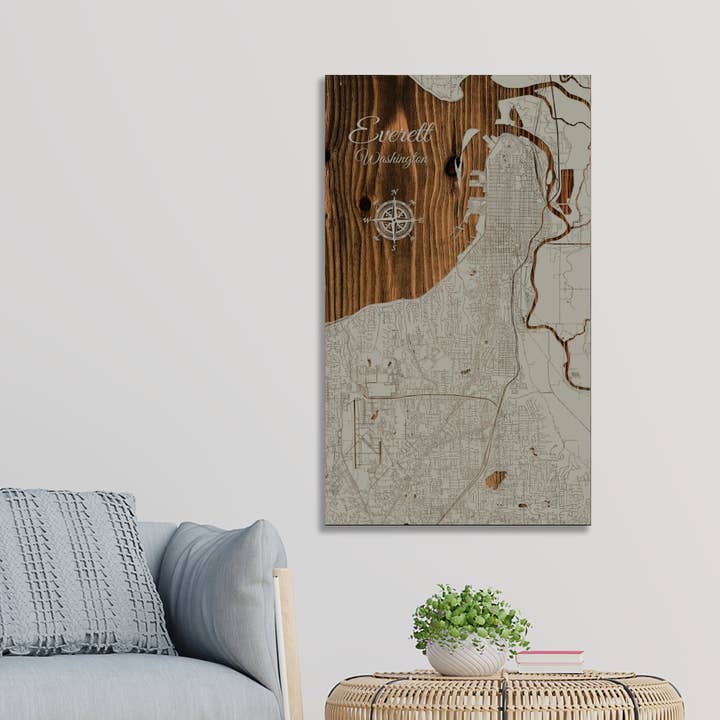 Washington: Everett Street Map for wholesale by Fire & Pine