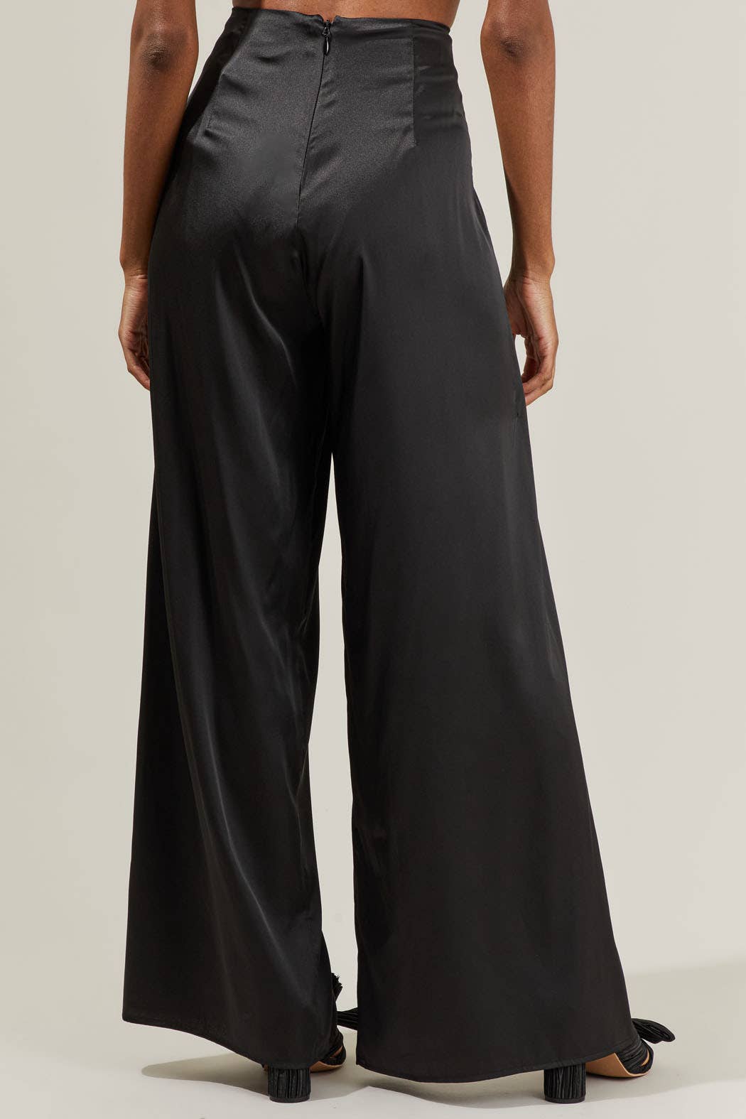 Black Belinda Satin Wrap Pants for wholesale on Faire1