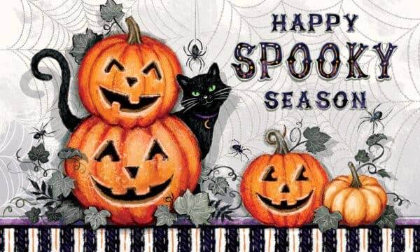 Custom Decor - Wholesale Door Mat - Mat-Cat and Pumpkins0