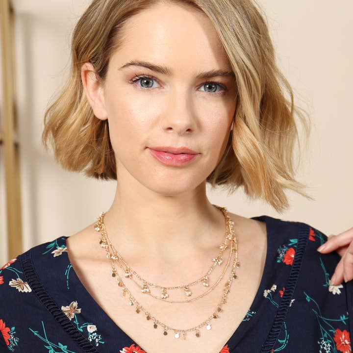 MYS Wholesale Inc - Wholesale Link & Chain Necklace - Three Layered Small Chain Necklace