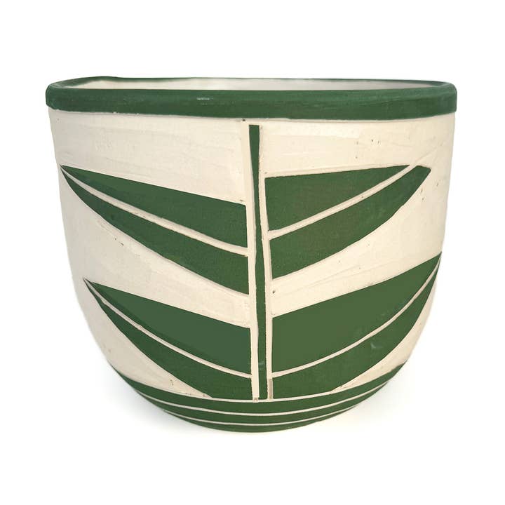 Cache-pot en forme de feuille sculpté à la main de 5" pour la vente par NIKO FAR WEST