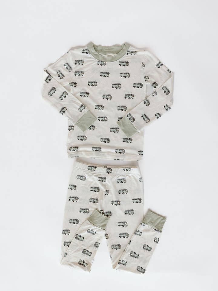 Conjunto de pijama de manga larga Retro Bus para venta al por mayor de kinderlein