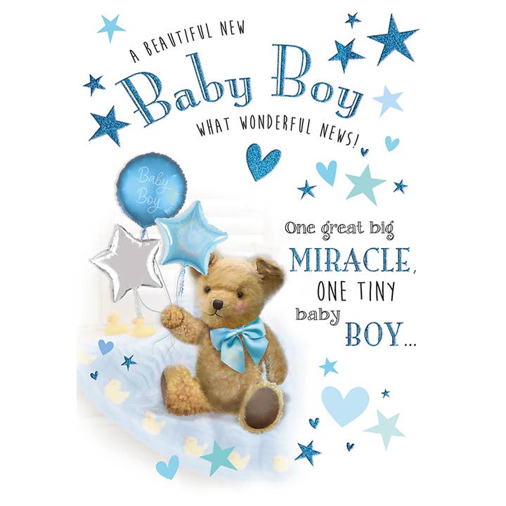 Piccadilly Greetings - Wholesale Baby card - Baby Card, Baby Boy, Balloons