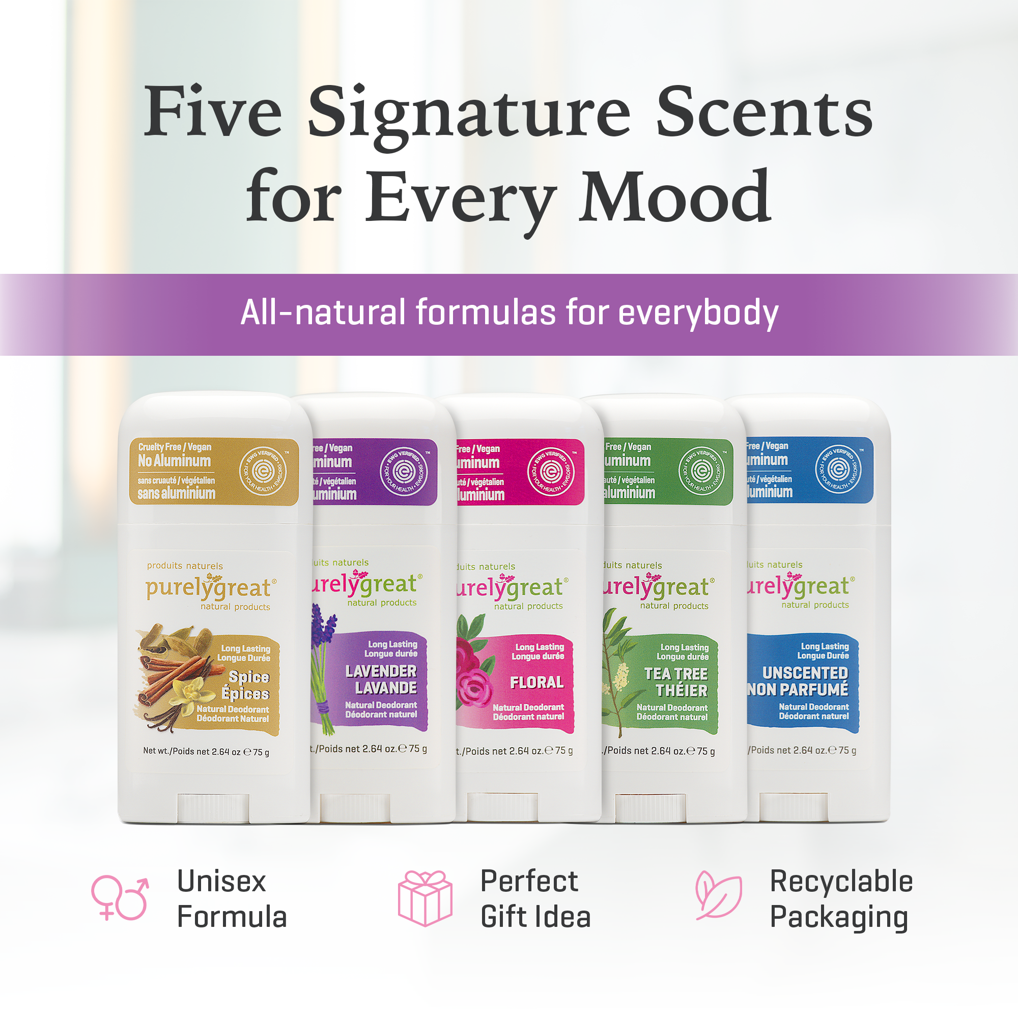 Purelygreat Natural Deodorants - Wholesale Deodorant - Unisex - Purelygreat Stick Deodorant - Lavender9