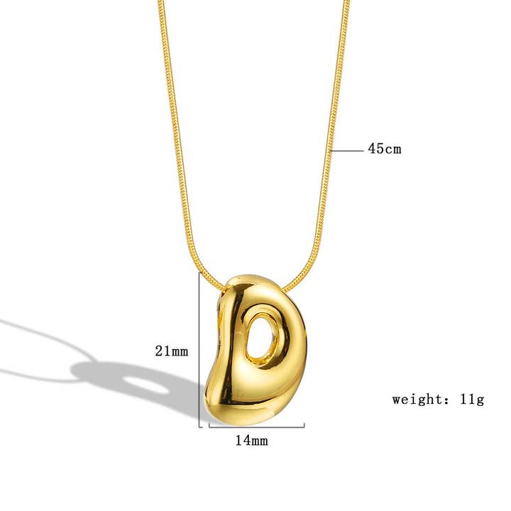 The Classy Cloth WS - Wholesale Pendant/Charm Necklace - Bubble Letter Initial Necklace - Gold RTS3