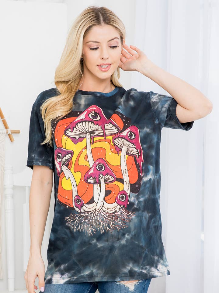 Top tie-dye unisex a forma di fungo (TH-1622) per la vendita all'ingrosso da parte di Kathmandu Imports