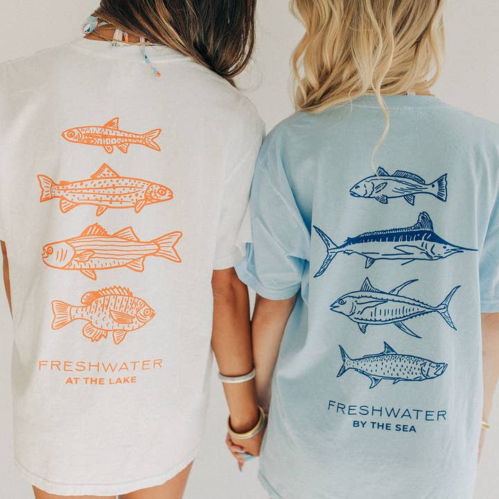 Freshwater Curated Goods - Wholesale Screen Printed T-Shirt - Unisex - AT THE LAKE | Freshwater Fish Unisex Tee
