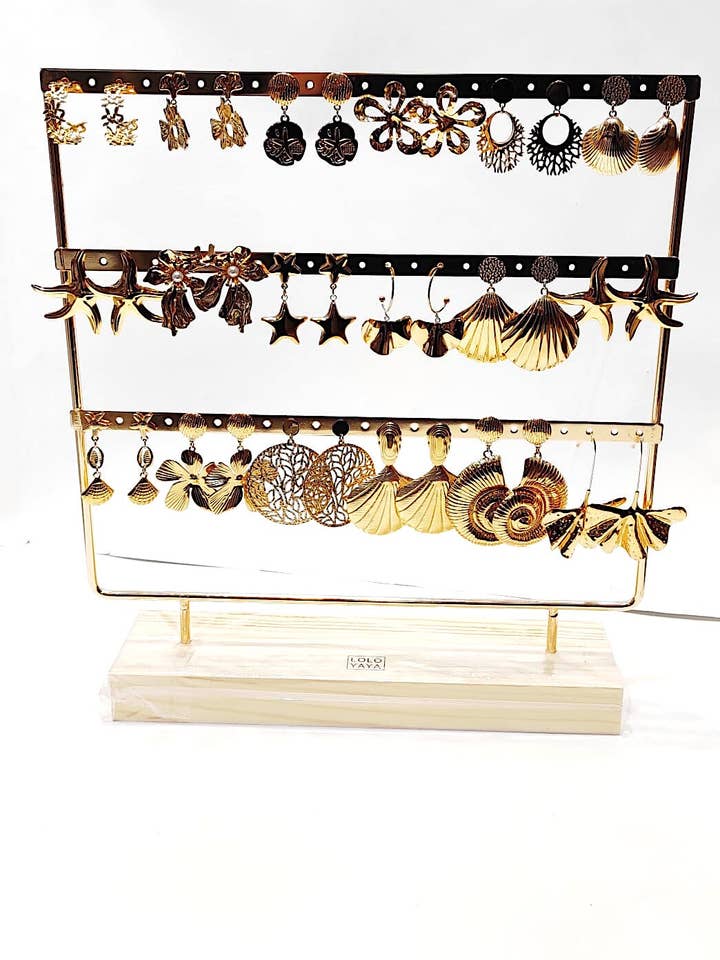 Marine Reflection—Display of 18 pairs of earrings for wholesale by LOLO & YAYA