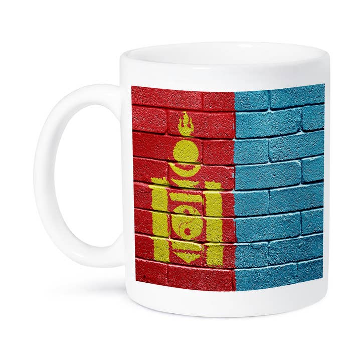 3dRose - Wholesale Coffee Mug - 3dRose, National flag of Mongolia painted onto a brick wall Mongolian, Mug7