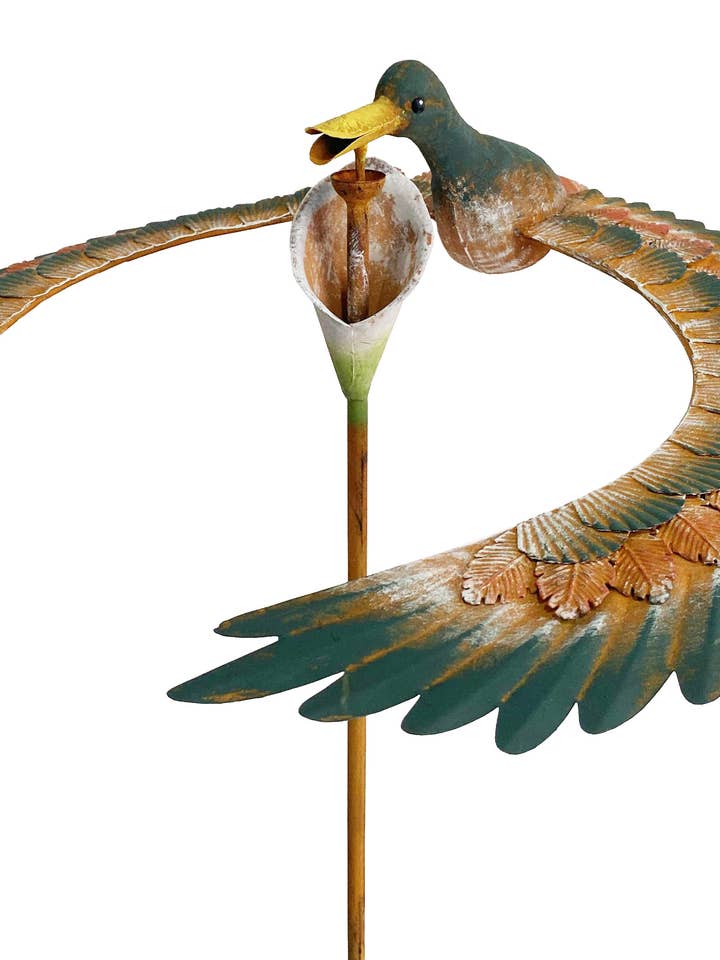 Metal Rustic Duck Floating Balancer Spinning Garden Stake for wholesale by Continental Art Center