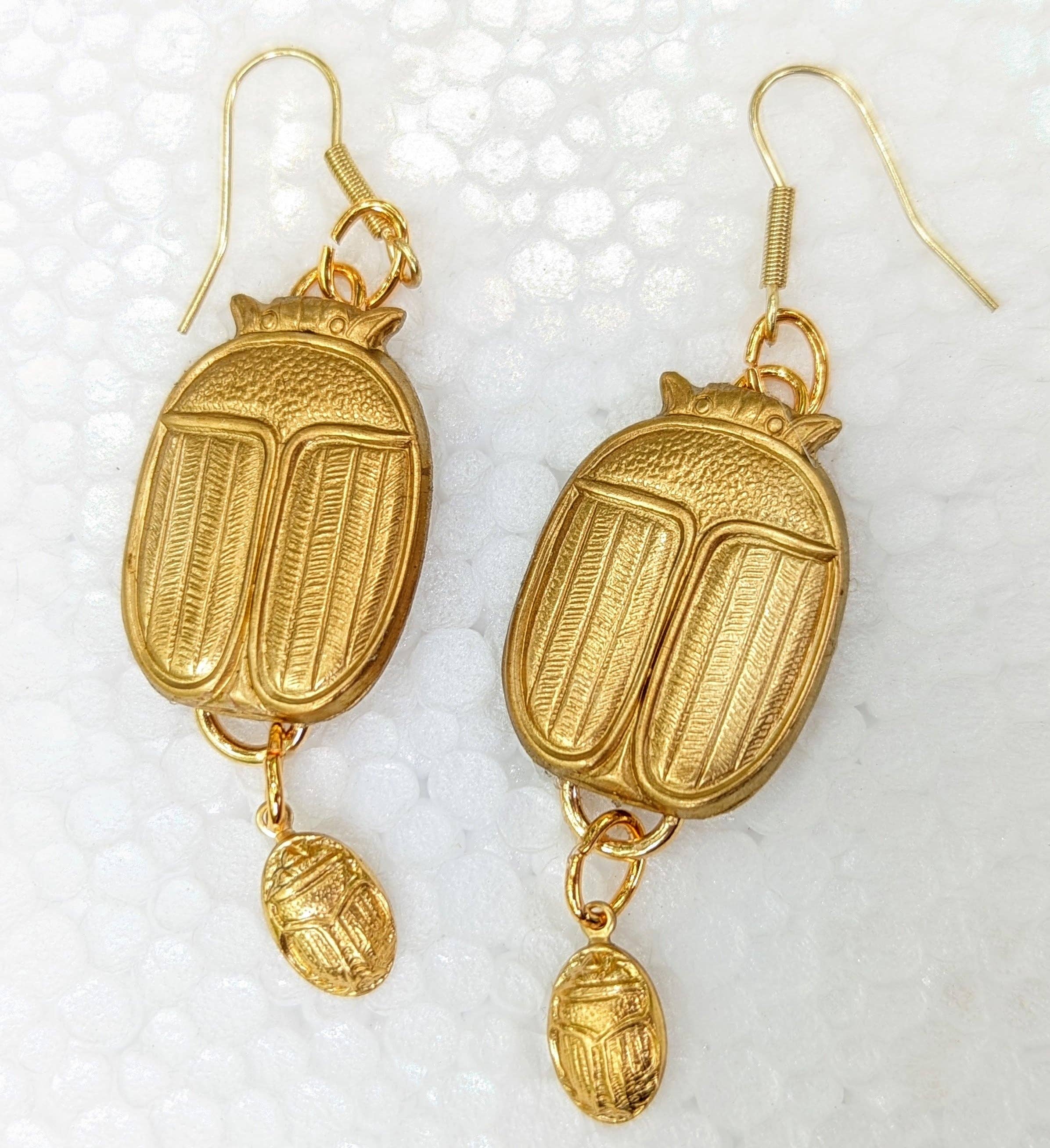 Gay Isber Designs - Wholesale Dangle Earrings - Scarabs + More Scarabs Super Lucky Earrings Brass Pressings USA Made Gay Isber2