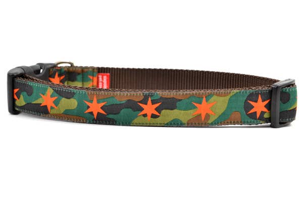 six point pet - Wholesale Pet Collar - Dog - Camouflage-Green with Orange Stars0