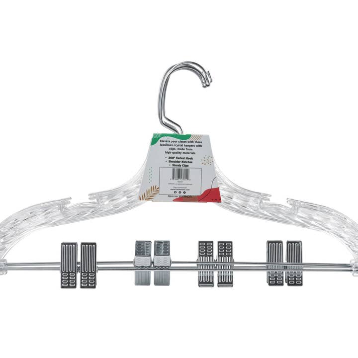 DEILSY - Wholesale Clothes hangers - Crystal Plastic Hanger With Clip (4 Pcs Per Paper Sleeve)2