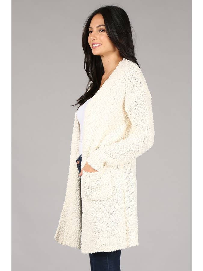 Oceanus Apparel – Großhandel Strickjacke – Damen – OUG80160 Cardigan-Pullover aus massivem Popcorn mit Verzierung14