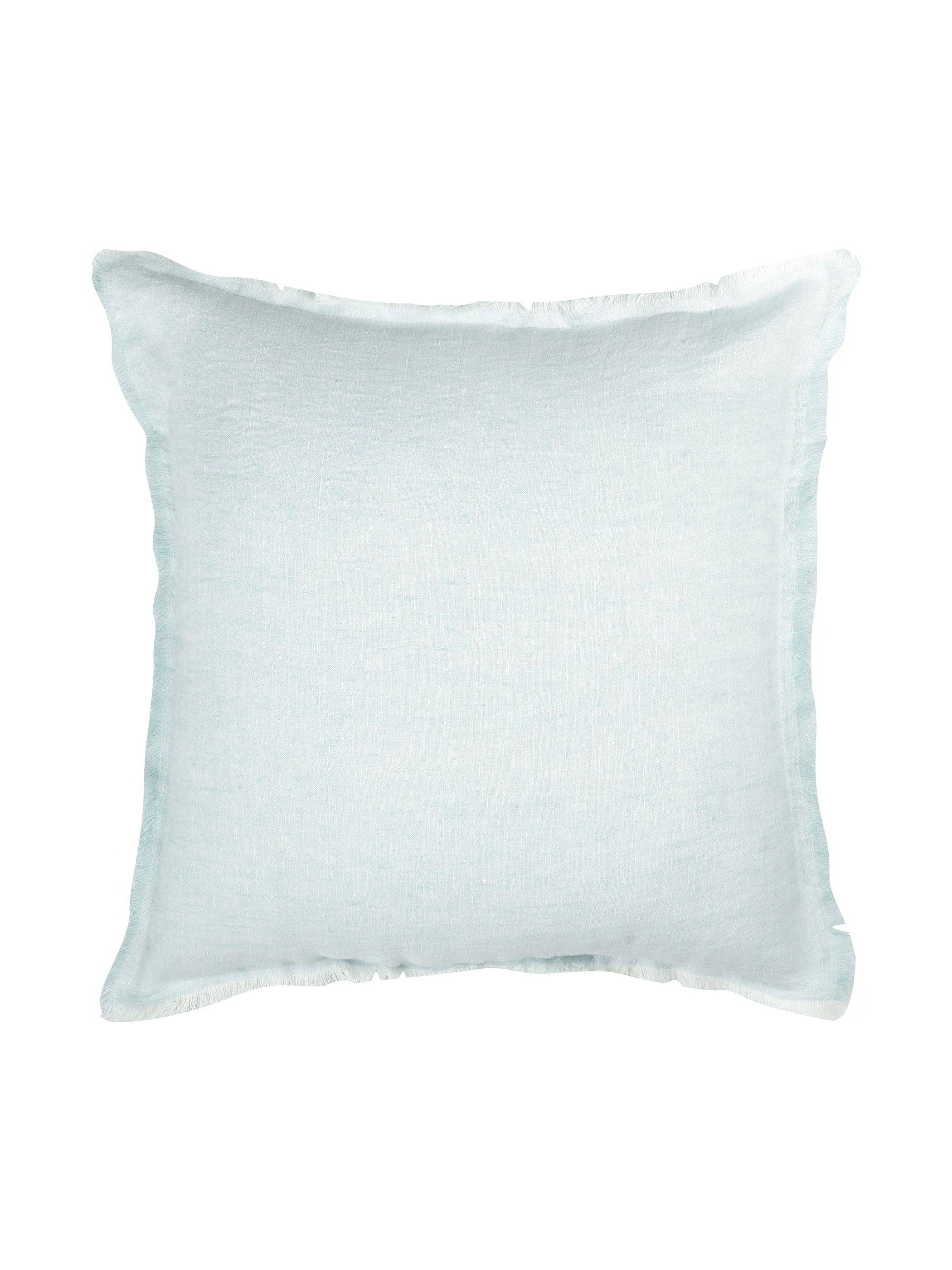 Anaya Home - Wholesale Throw/Decorative Pillow - Light Aqua Fringe Soft Linen Pillow0