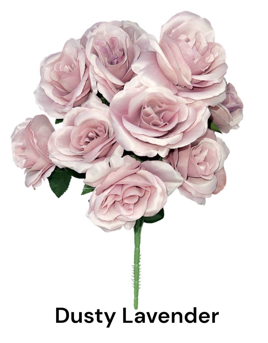 Thompson Wholesale - Wholesale Artificial Flowers - Color Fast Lillian Open Rose Bush (30 PK)15