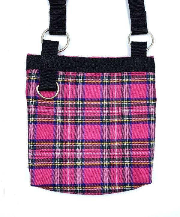 Barkley and Fetch – wholesale Pet treat bag – Dog – Bright Pink Tartan Dog Walk and Treat Bag1