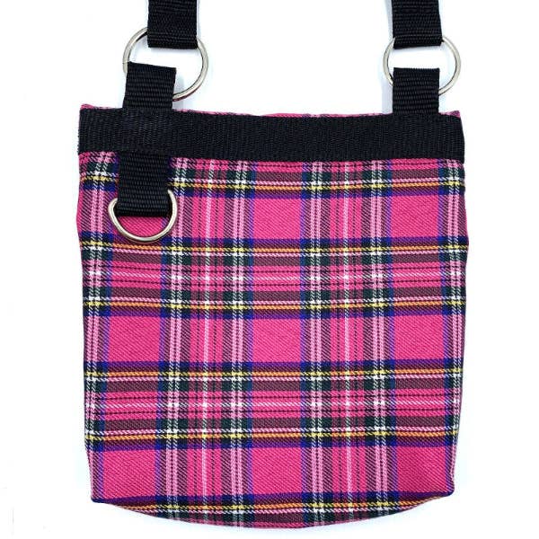 Barkley and Fetch – wholesale Pet treat bag – Dog – Bright Pink Tartan Dog Walk and Treat Bag1