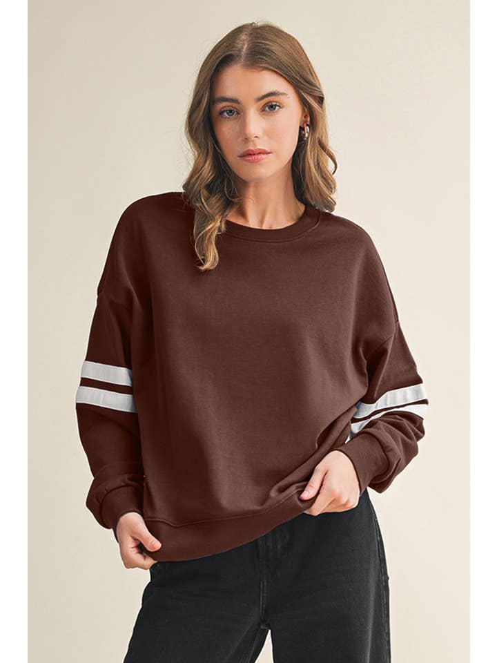 Aapparella - Wholesale Shirt - Women's - Striped Detail Drop Shoulder Oversized Sweatshirt | S-XL6